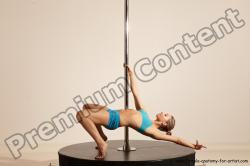 Underwear Gymnastic poses Woman White Moving poses Slim long blond Dynamic poses Academic